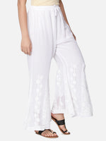 Load image into Gallery viewer, Seva Chikan Hand Embroidered White Georgette Lucknawi Chikankari Palazzo-SCL11010