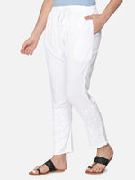 Load image into Gallery viewer, Seva Chikan Hand Embroidered White Cotton Lucknawi Chikankari Pant-SCL11004