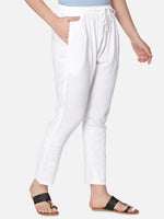 Load image into Gallery viewer, Seva Chikan Hand Embroidered White Cotton Lucknawi Chikankari Pant-SCL11004
