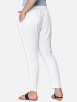 Load image into Gallery viewer, Seva Chikan Hand Embroidered White Cotton Lucknawi Chikankari Pant-SCL11004