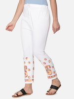 Load image into Gallery viewer, Seva Chikan Hand Embroidered White Cotton Lucknawi Chikankari Trouser-SCL11008