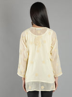 Load image into Gallery viewer, Seva Chikan Hand Embroidered  Georgette Lucknowi Chikan Top With Slip