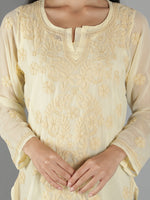 Load image into Gallery viewer, Seva Chikan Hand Embroidered  Georgette Lucknowi Chikan Top With Slip