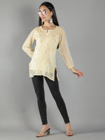 Load image into Gallery viewer, Seva Chikan Hand Embroidered  Georgette Lucknowi Chikan Top With Slip