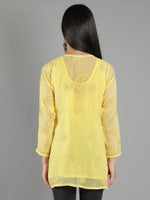 Load image into Gallery viewer, Seva Chikan Hand Embroidered  Georgette Lucknowi Chikan Top With Slip