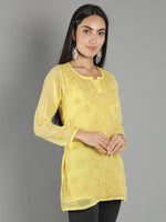 Load image into Gallery viewer, Seva Chikan Hand Embroidered  Georgette Lucknowi Chikan Top With Slip