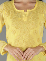 Load image into Gallery viewer, Seva Chikan Hand Embroidered  Georgette Lucknowi Chikan Top With Slip