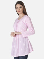 Load image into Gallery viewer, Seva Chikan Hand Embroidered Cotton Lucknowi Chikan Short Top