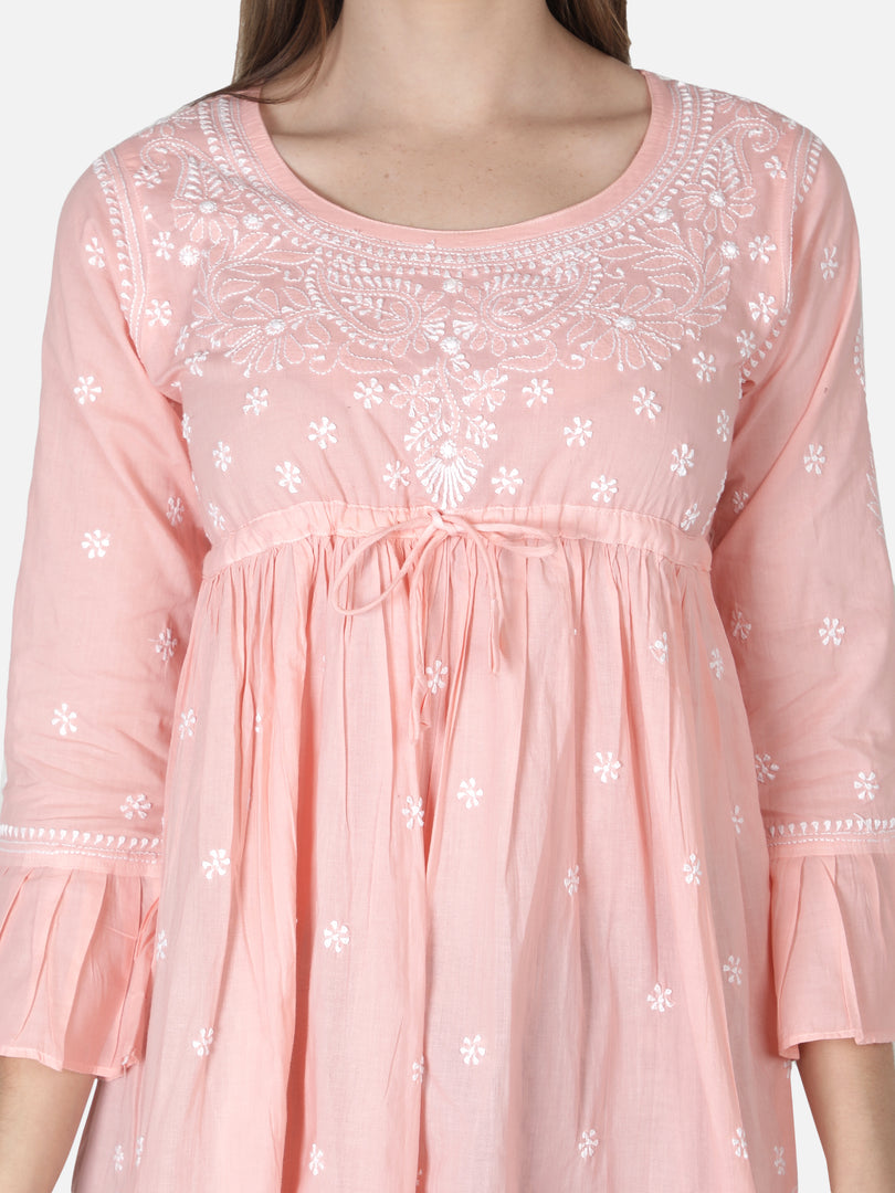 Seva Chikan Hand Embroidered Cotton Lucknowi Chikan Short Top