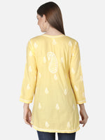 Load image into Gallery viewer, Seva Chikan Hand Embroidered Cotton Lucknowi Chikan Short Top