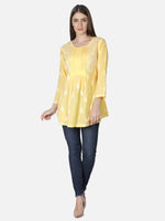 Load image into Gallery viewer, Seva Chikan Hand Embroidered Cotton Lucknowi Chikan Short Top