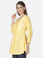 Load image into Gallery viewer, Seva Chikan Hand Embroidered Cotton Lucknowi Chikan Short Top