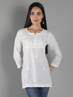 Load image into Gallery viewer, Seva Chikan Hand Embroidered Cotton Lucknowi Chikan Top