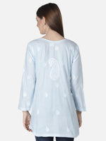Load image into Gallery viewer, Seva Chikan Hand Embroidered Cotton Lucknowi Chikan Short Top