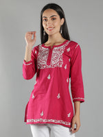 Load image into Gallery viewer, Seva Chikan Hand Embroidered Cotton Lucknowi Chikan Top