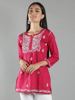 Load image into Gallery viewer, Seva Chikan Hand Embroidered Cotton Lucknowi Chikan Top