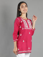 Load image into Gallery viewer, Seva Chikan Hand Embroidered Cotton Lucknowi Chikan Top