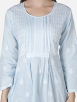 Load image into Gallery viewer, Seva Chikan Hand Embroidered Cotton Lucknowi Chikan Short Top