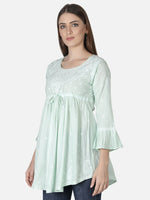 Load image into Gallery viewer, Seva Chikan Hand Embroidered Cotton Lucknowi Chikan Short Top