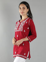 Load image into Gallery viewer, Seva Chikan Hand Embroidered Cotton Lucknowi Chikan Top