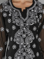 Load image into Gallery viewer, Seva Chikan Hand Embroidered  Georgette Lucknowi Chikan Top With Slip