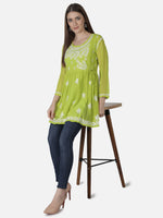 Load image into Gallery viewer, Seva Chikan Hand Embroidered Georgette Lucknowi Chikan Top