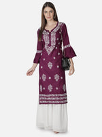 Load image into Gallery viewer, Seva Chikan Hand Embroidered Cotton Lucknowi Chikankari Kurta