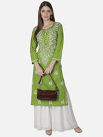 Load image into Gallery viewer, Seva Chikan Hand Embroidered Cotton Lucknowi Chikankari Kurta