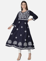 Load image into Gallery viewer, Seva Chikan Hand Embroidered Cotton Lucknowi Chikankari A-Line Kurta