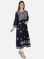 Load image into Gallery viewer, Seva Chikan Hand Embroidered Cotton Lucknowi Chikankari A-Line Kurta