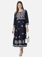 Load image into Gallery viewer, Seva Chikan Hand Embroidered Cotton Lucknowi Chikankari A-Line Kurta