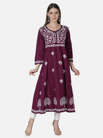 Load image into Gallery viewer, Seva Chikan Hand Embroidered Cotton Lucknowi Chikankari A-Line Kurta