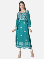 Load image into Gallery viewer, Seva Chikan Hand Embroidered Cotton Lucknowi Chikankari A-Line Kurta