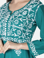 Load image into Gallery viewer, Seva Chikan Hand Embroidered Cotton Lucknowi Chikankari A-Line Kurta