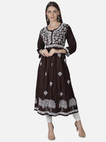 Load image into Gallery viewer, Seva Chikan Hand Embroidered Cotton Lucknowi Chikankari A-Line Kurta