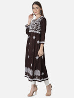 Load image into Gallery viewer, Seva Chikan Hand Embroidered Cotton Lucknowi Chikankari A-Line Kurta
