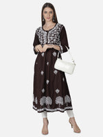 Load image into Gallery viewer, Seva Chikan Hand Embroidered Cotton Lucknowi Chikankari A-Line Kurta