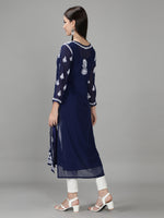 Load image into Gallery viewer, Seva Chikan Hand Embroidered Georgette Lucknowi Chikan Kurti With Slip
