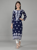 Load image into Gallery viewer, Seva Chikan Hand Embroidered Georgette Lucknowi Chikan Kurti With Slip