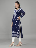 Load image into Gallery viewer, Seva Chikan Hand Embroidered Georgette Lucknowi Chikan Kurti With Slip
