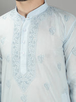 Load image into Gallery viewer, Seva Chikan Hand Embroidered Cotton Lucknowi Chikan Mens Stitched Kurta