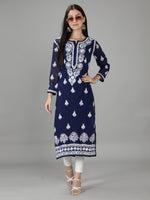 Load image into Gallery viewer, Seva Chikan Hand Embroidered Georgette Lucknowi Chikan Kurti With Slip