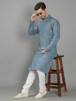 Load image into Gallery viewer, Seva Chikan Hand Embroidered Cotton Lucknowi Chikan Mens Stitched Kurta