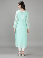 Load image into Gallery viewer, Seva Chikan Hand Embroidered Georgette Lucknowi Chikan Kurti With Slip