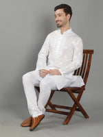 Load image into Gallery viewer, Seva Chikan Hand Embroidered Cotton Lucknowi Chikan Mens Stitched Kurta