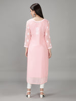 Load image into Gallery viewer, Seva Chikan Hand Embroidered Georgette Lucknowi Chikan Kurti With Slip