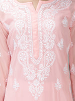 Load image into Gallery viewer, Seva Chikan Hand Embroidered Georgette Lucknowi Chikan Kurti With Slip