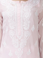 Load image into Gallery viewer, Seva Chikan Hand Embroidered Georgette Lucknowi Chikan Kurti With Slip