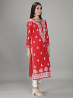 Load image into Gallery viewer, Seva Chikan Hand Embroidered Georgette Lucknowi Chikan Kurti With Slip
