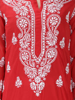 Load image into Gallery viewer, Seva Chikan Hand Embroidered Georgette Lucknowi Chikan Kurti With Slip